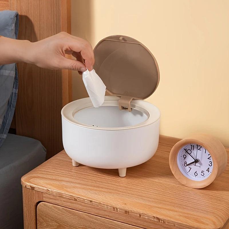 High Foot Wood Grain Trash Can Kitchen Bathroom Living Room Home Garbage Bin Storage Bucket Office Hotel Trash Can Waste Bins - Pacisia