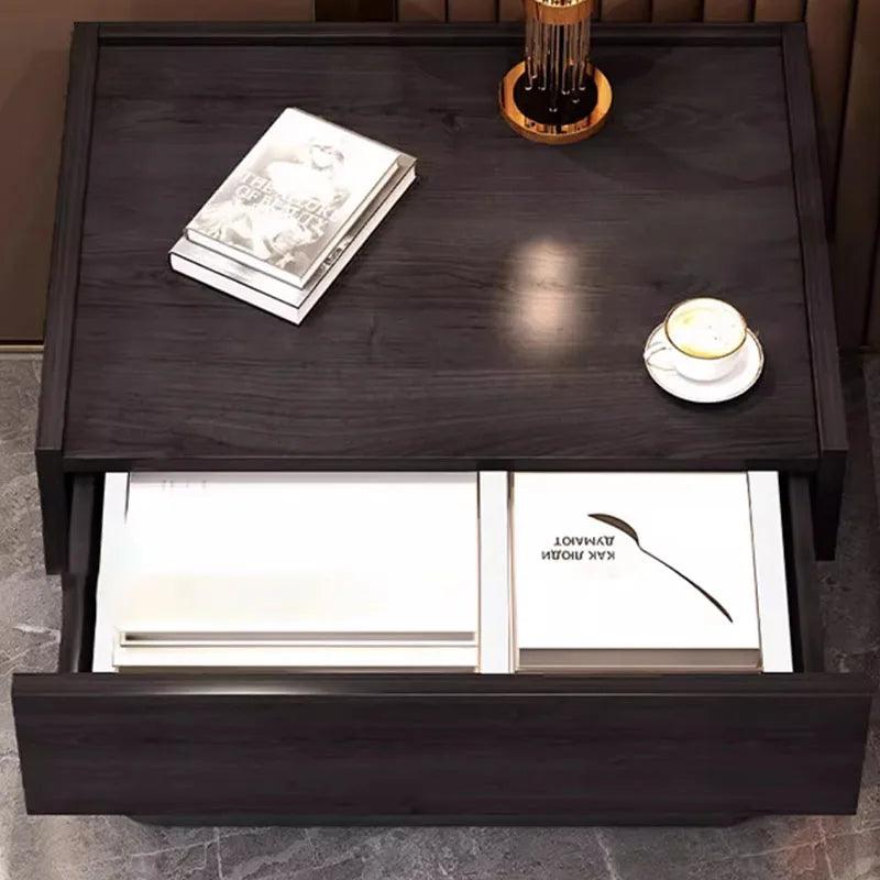 Hidden Storage Black Night Table Vintage Luxury Bedroom Space Saving Night Table Trendy Italian Storage Japandi Furniture - Pacisia