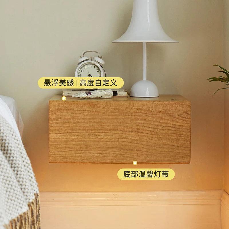 Small Floating Bedside Table Nightstand Low Minimalist Bedside Table Nightstand Wooden Mesitas De Noche Italian Furniture WK50NT - Pacisia