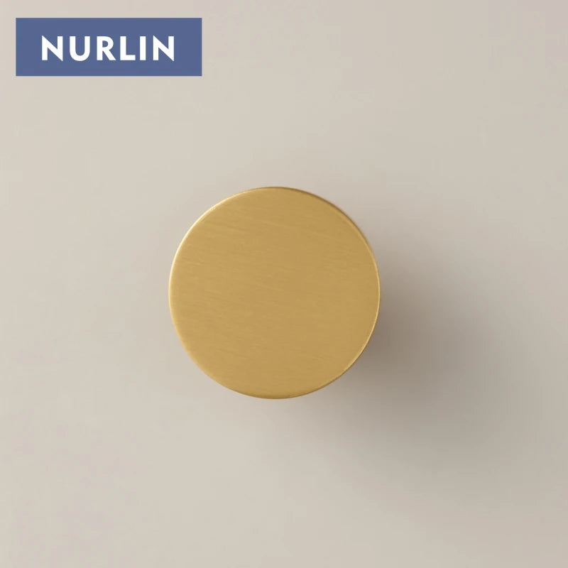 Round Brass Knob — Set of 4