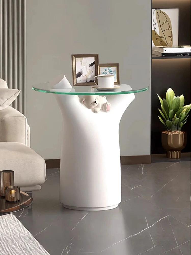 Home Decor Bear Statue Sofa Side Table Living Room Cartoon Animal Sculpture Coffee Table Housewarming Gift Bedroom Bedside Table - Pacisia