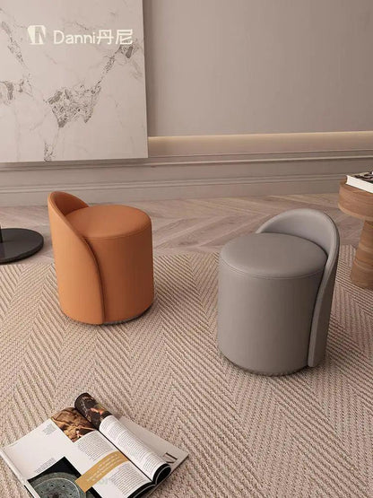 Leather Makeup Stool Modern Simple Dressing Stool Living Room Home Shoe Changing Stool Internet Popular Ins Style Dressing - Pacisia