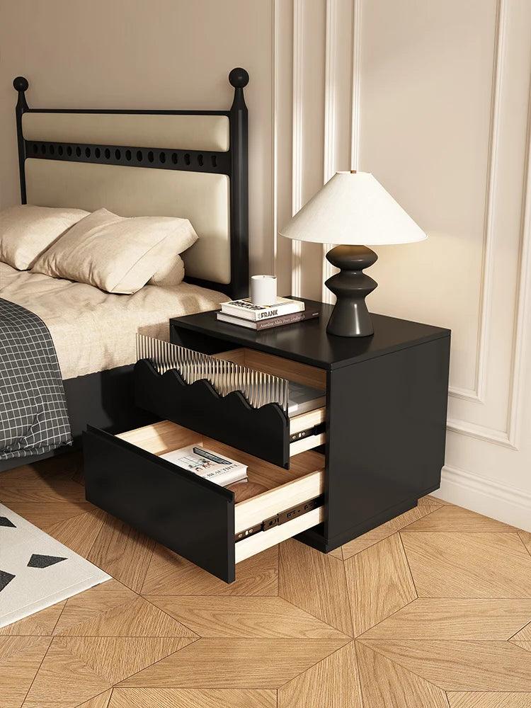 Luxury black Wooden Night Table Bedroom Furniture Drawers Nightstands Multifunction Side Bed Tables mesa de noche Home Furniture - Pacisia