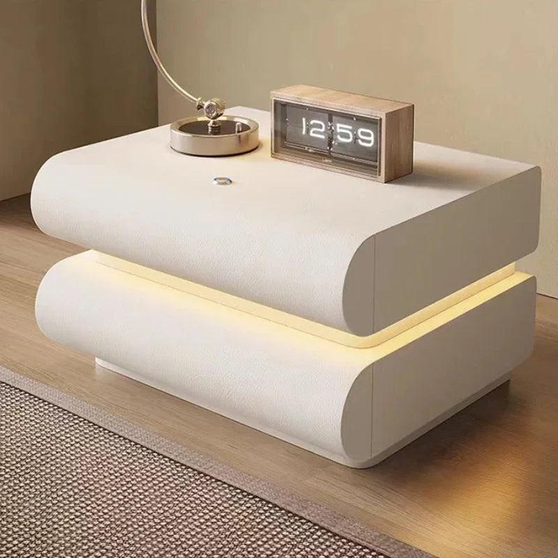 Cream Style Bedside Table Small Modern Nightstands Multifunction Minimalist Storage Cabinet Mesa De Cabeceira Furniture HYNS - Pacisia