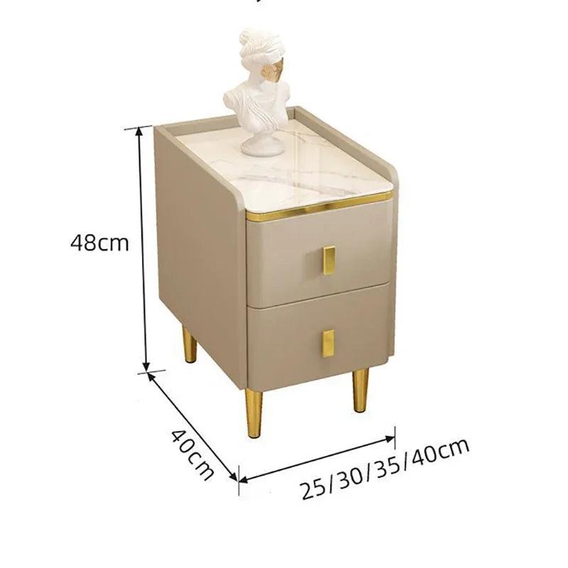Gold Drawers Wooden Nightstands White Luxury Narrow Modern Side Bedside Table Living Room Design Meuble Chambre Home Decor - Pacisia