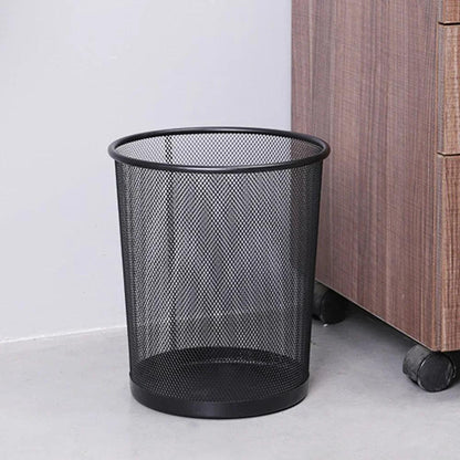 Black/Silver Metal Mesh Paper Trash Can Simple Dustbin Wastebasket Household Cleaning Tools For Home Office Recycling Bin - Pacisia