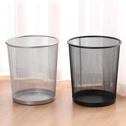 Black/Silver Metal Mesh Paper Trash Can Simple Dustbin Wastebasket Household Cleaning Tools For Home Office Recycling Bin - Pacisia