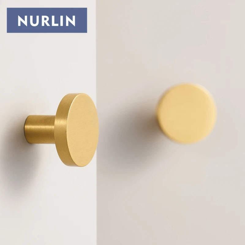 Round Brass Knob — Set of 4