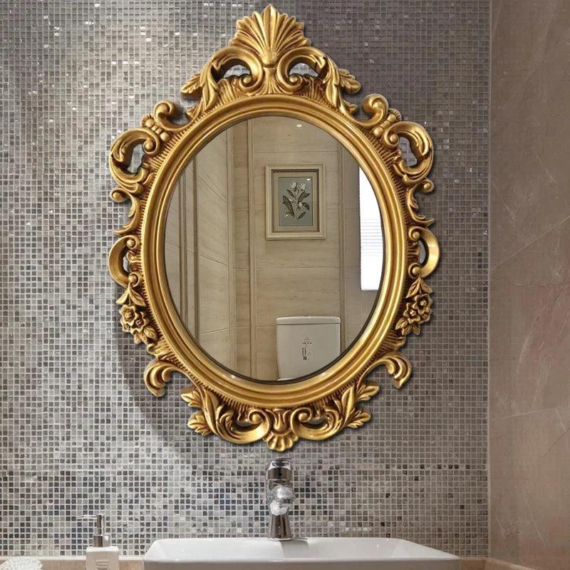 Hallway Wall Mirror Circle Hanger Gold Unbreakable Mirror Bedroom Aesthetic Espejo Adhesivo Pared Home Decoration Luxury - Pacisia