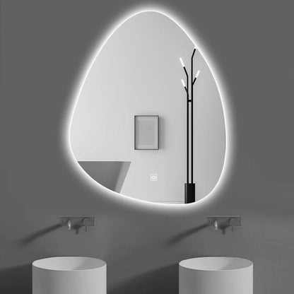 Upright Irregular Bathroom Mirror Smart 3 Color Adjustable LED Multifunction LIght With Bluetooth Speaker For Hotel Cloakroom - Pacisia