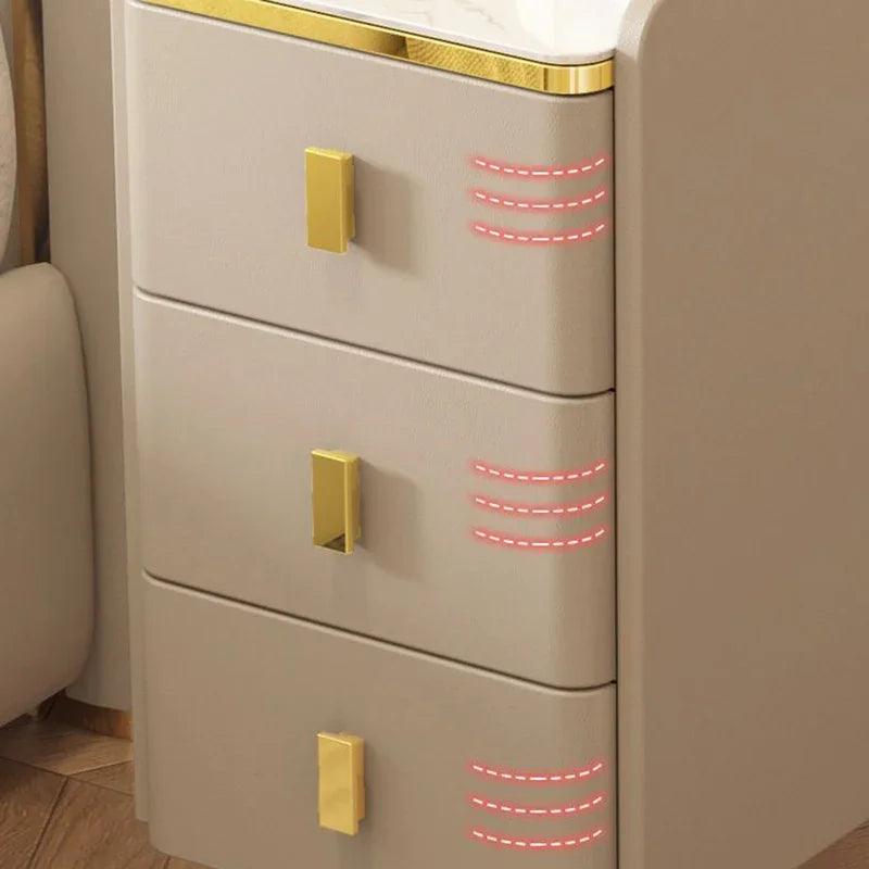 Gold Drawers Wooden Nightstands White Luxury Narrow Modern Side Bedside Table Living Room Design Meuble Chambre Home Decor - Pacisia