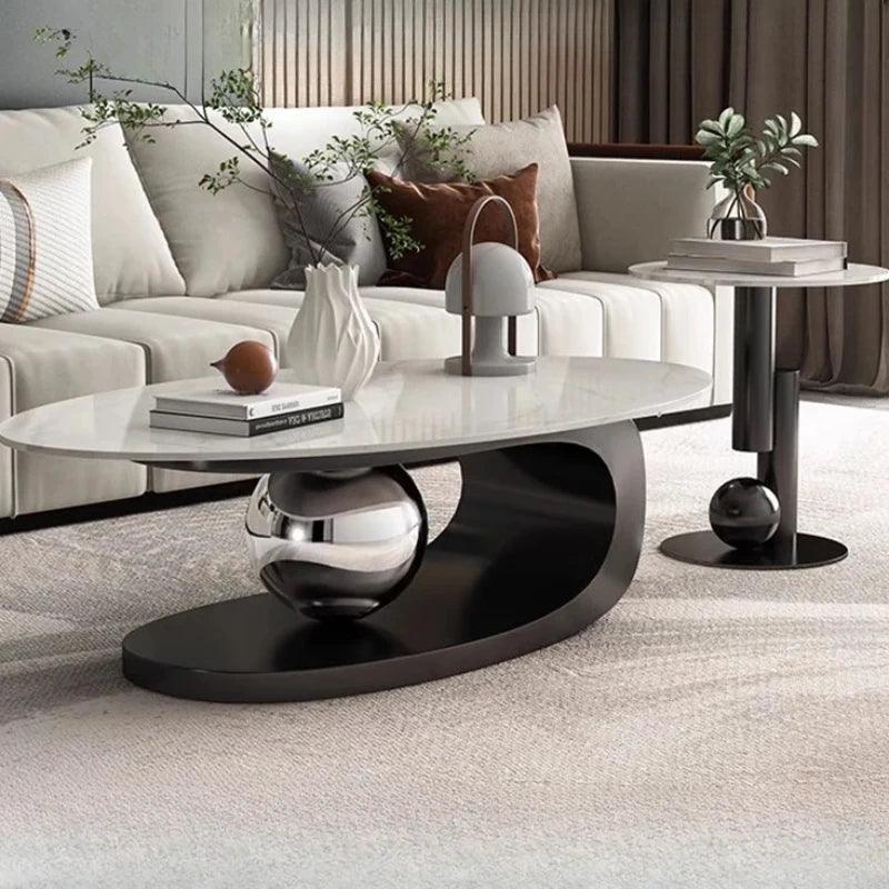 White Marble Center Table Modern Luxury High Vanity Elegant Minimalist Coffee Table Funky Tavolino Da Salotto Home Furnitures - Pacisia