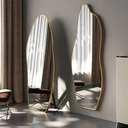 Large Irregular Mirror Bathroom Unbreakable Makeup Wavy Mirror Full Body Adornos Para El Hogar Decoration Home Living Room - Pacisia