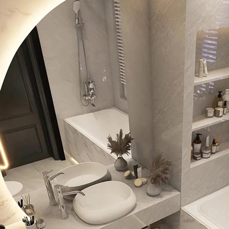Light Aesthetic Mirror Irregular Design Wall Adhesive Vanity Smart Bathroom Mirror Bath Design Large Espelho Decoration HX50DM - Pacisia