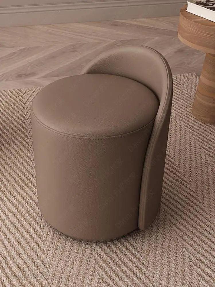 Leather Makeup Stool Modern Simple Dressing Stool Living Room Home Shoe Changing Stool Internet Popular Ins Style Dressing - Pacisia