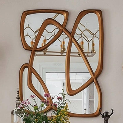 Luxury Wall Decorative Mirrors Wavy Nordic Irregular Gold Decorative Mirrors Large Glass Miroir Mural Room Decoration Aesthetic - Pacisia