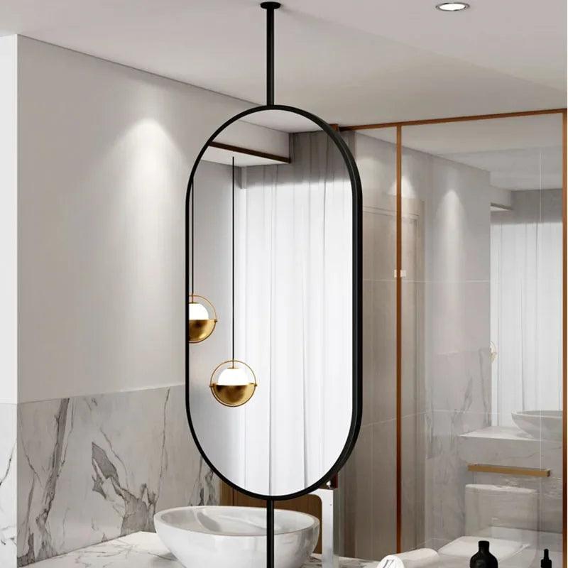 Design Gold Mirror Bathroom Metal Frame Wall Mount Mirror Oval Creative Led Espejos Decorativos Home Decoration Accessories - Pacisia