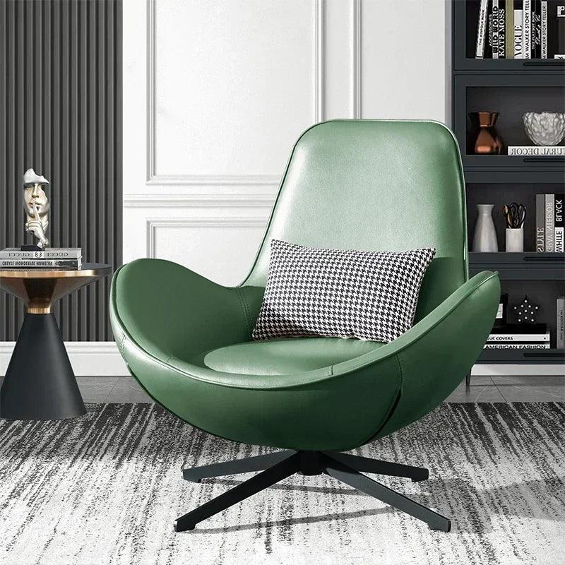 Nordic leather chair, office black metal leg pad design, relaxing armchair, industrial indoor Silla salon, bedroom furniture - Pacisia