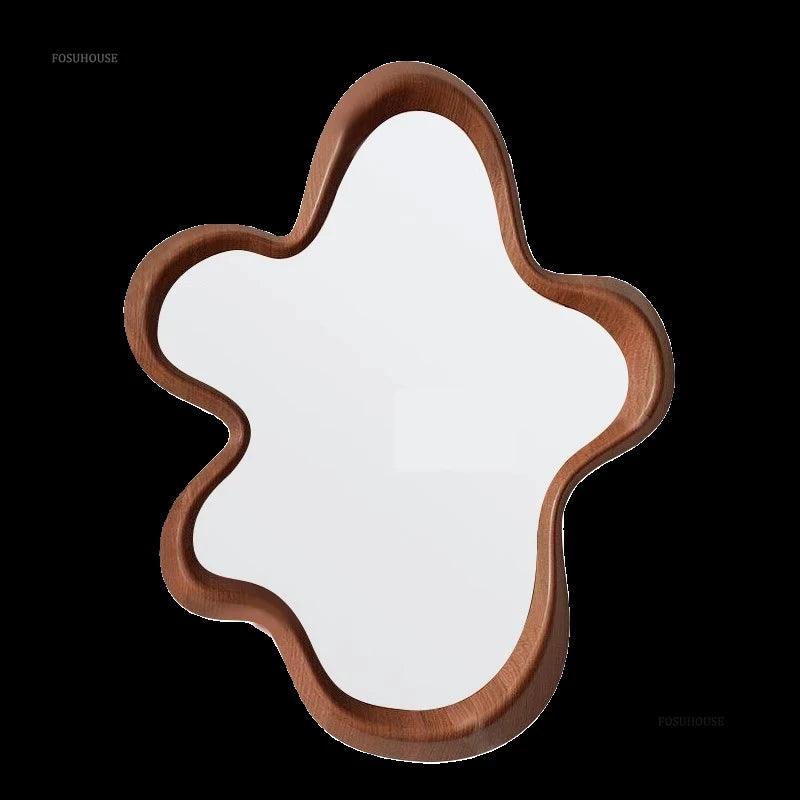 French Retro Mirrors for Restaurants Special-shaped Solid Wood Frame Decoration Bath Mirrors Personalized Mirrors for Entrance - Pacisia