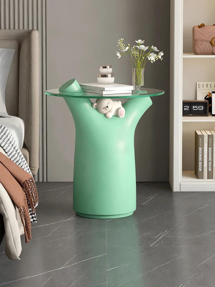 Home Decor Bear Statue Sofa Side Table Living Room Cartoon Animal Sculpture Coffee Table Housewarming Gift Bedroom Bedside Table - Pacisia