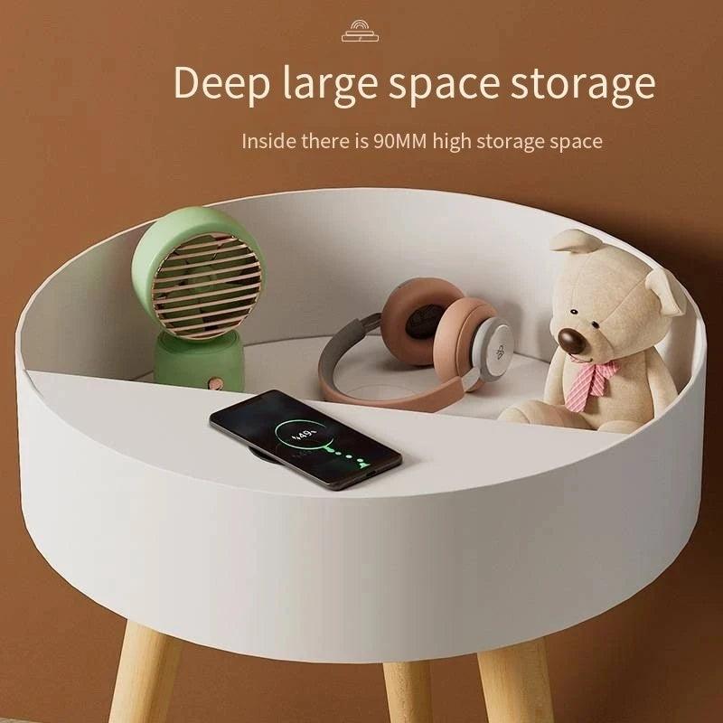 Simple Nightstand Intelligent Wireless Charging Nordic Nightstand Waterproof Anti-fouling Anti-scratch Large Space Storage Table - Pacisia