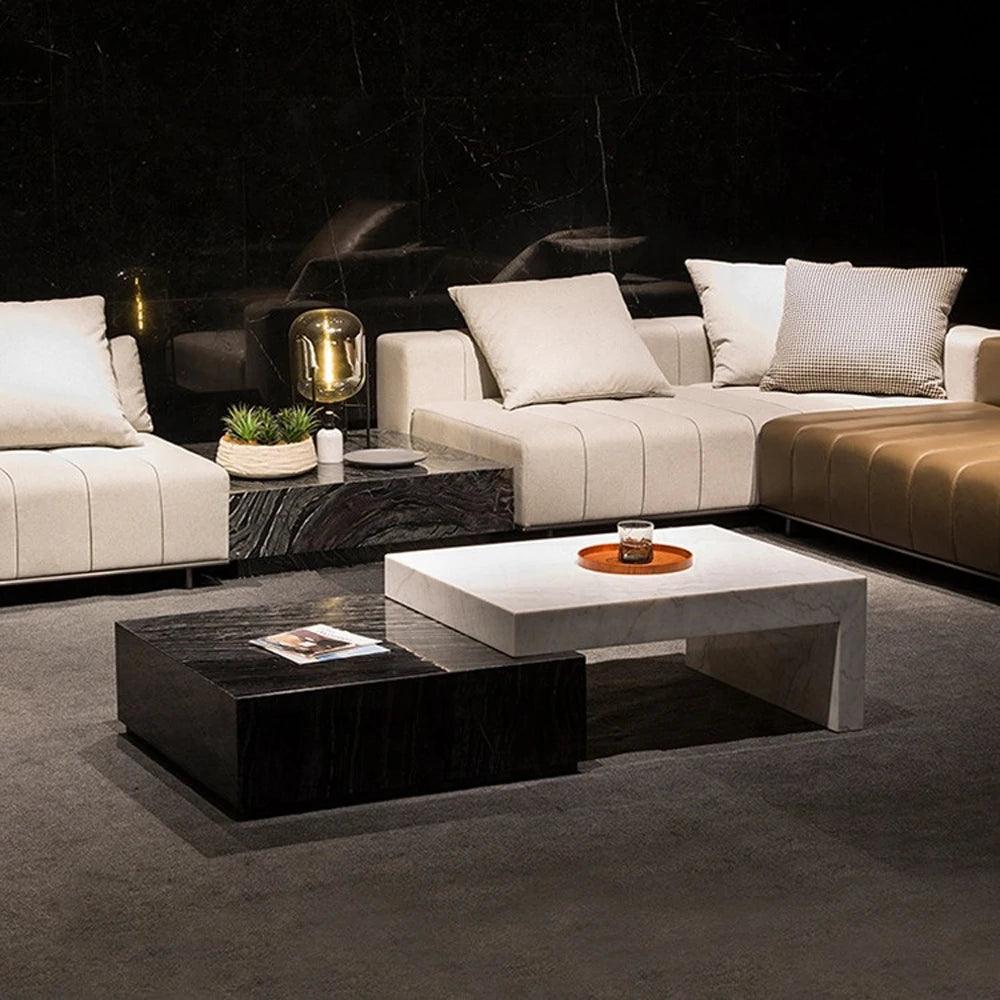 Modern stone center table natural green marble coffee table luxury extendable tea table living room - Pacisia