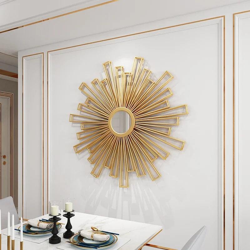 Nordic Living Room Mirrors Aesthetic Gold Frame Round Irregular Mirrors Art Makeup Espejos Decorativos De Pared Decoration Home - Pacisia