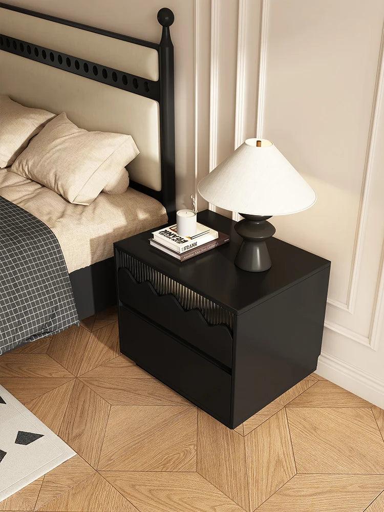 Luxury black Wooden Night Table Bedroom Furniture Drawers Nightstands Multifunction Side Bed Tables mesa de noche Home Furniture - Pacisia