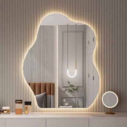 Dressing Table Makeup Mirror Led Light Irregular Vanity Mirror Luxury Bedroom Espejo Maquillaje Luz Room Decoration Aesthetic - Pacisia