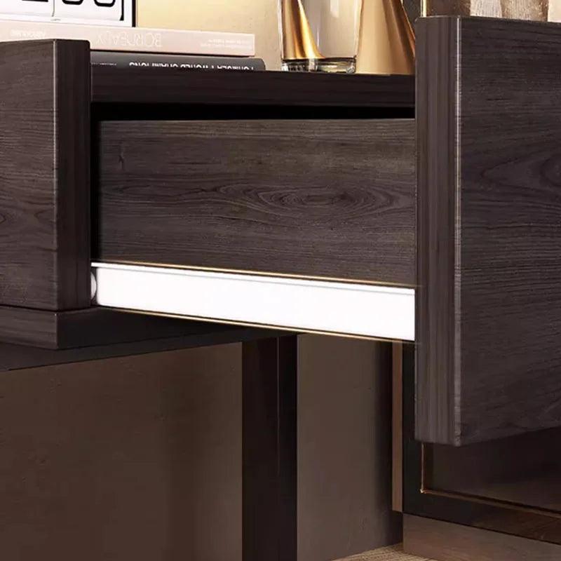 Hidden Storage Black Night Table Vintage Luxury Bedroom Space Saving Night Table Trendy Italian Storage Japandi Furniture - Pacisia