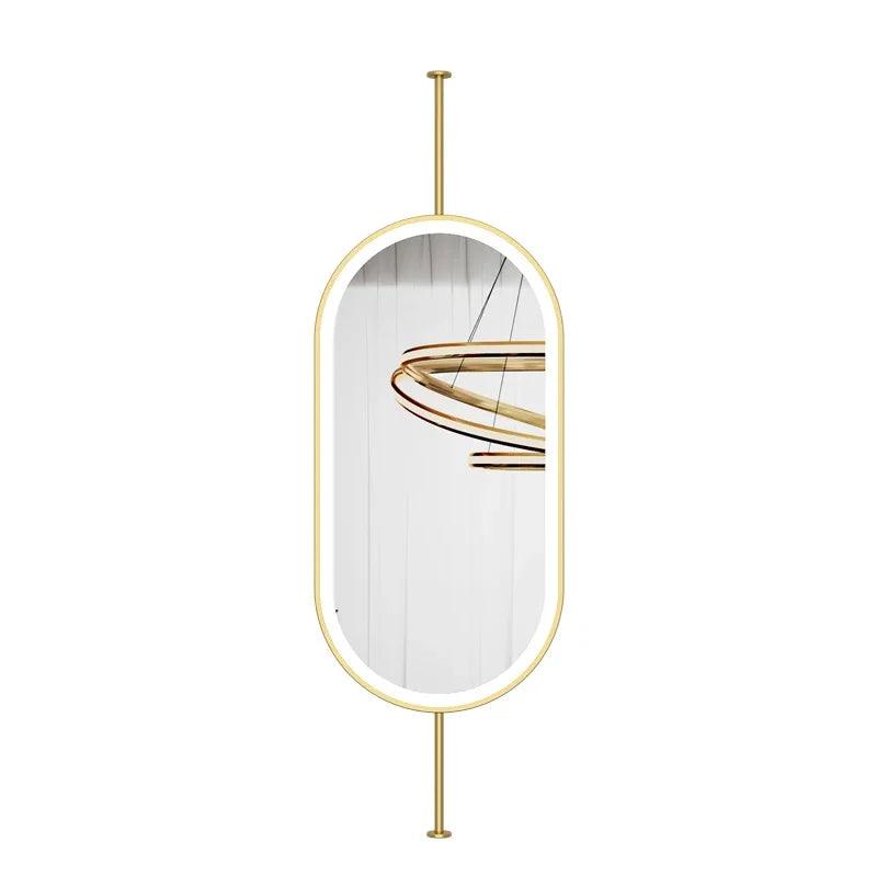 Design Gold Mirror Bathroom Metal Frame Wall Mount Mirror Oval Creative Led Espejos Decorativos Home Decoration Accessories - Pacisia