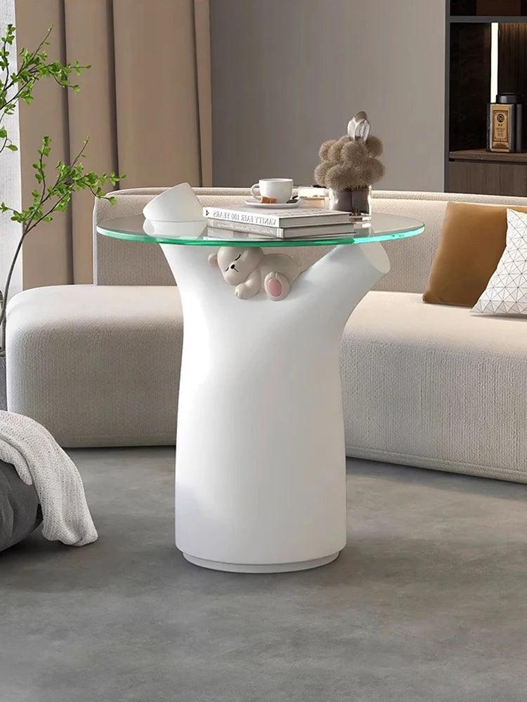 Home Decor Bear Statue Sofa Side Table Living Room Cartoon Animal Sculpture Coffee Table Housewarming Gift Bedroom Bedside Table - Pacisia