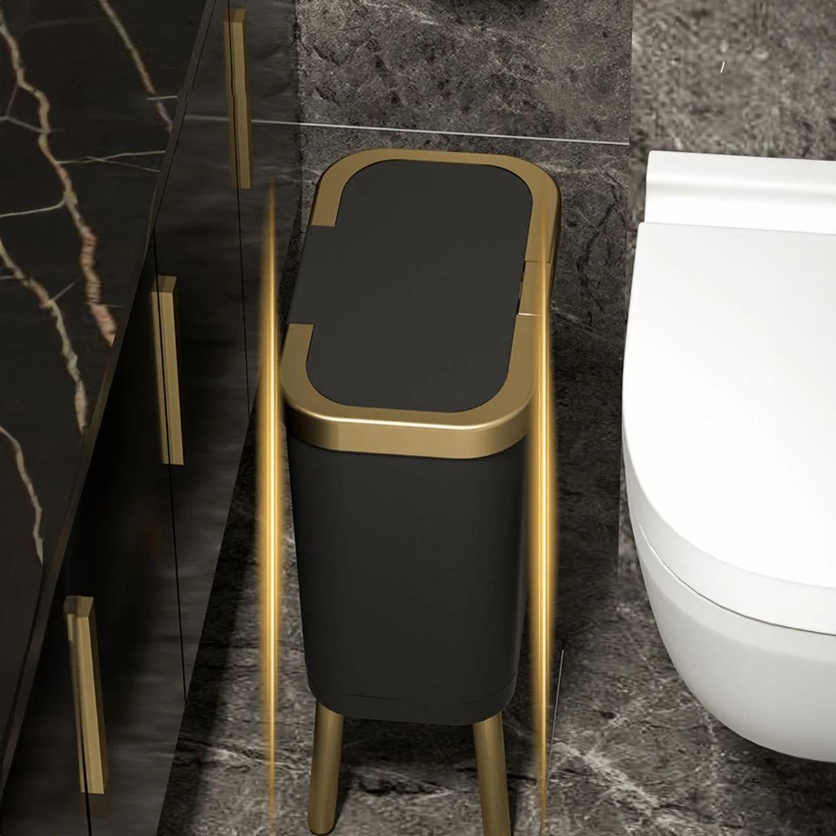 High Foot Large Capacity Kitchen Garbage Bin for Household Toilet, Bathroom with Lid, Creative Light Luxury Living Room - Pacisia