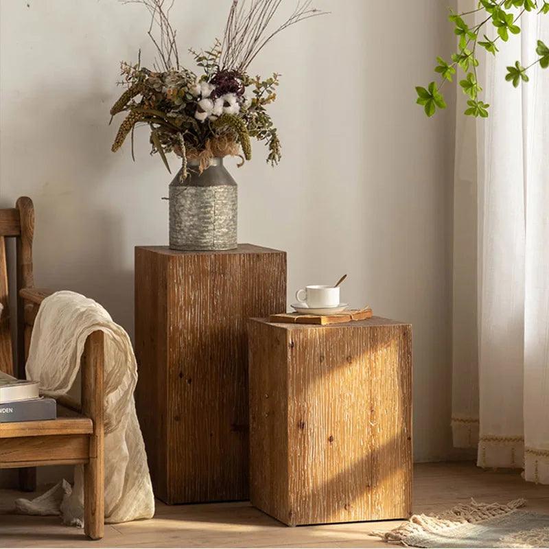 Wuli Retro Living Room Sofa Corner Table Solid Wood Small Square Table Wabi-sabi Style Coffee Table Wooden Pier Ornaments 2024 - Pacisia