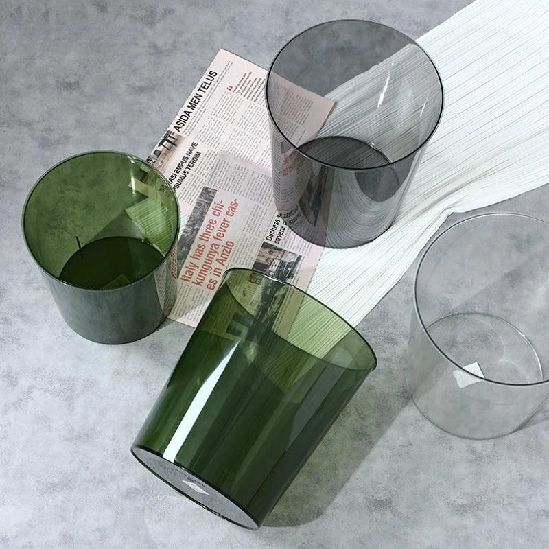 Luxury Transparent Trash Can Without Lid Garbage Bin Home Office Rubbish Nordic Garbage Container Waste Basket Kitchen Dustbin - Pacisia
