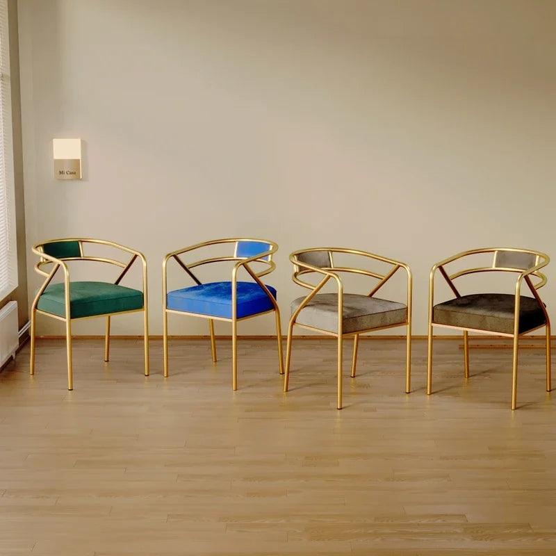 Gold Beautiful Dining Chairs Green Metal Elegant Modern Hotel Dinning Chair High Floor Design Chaise Salle A Manger Furnitures - Pacisia