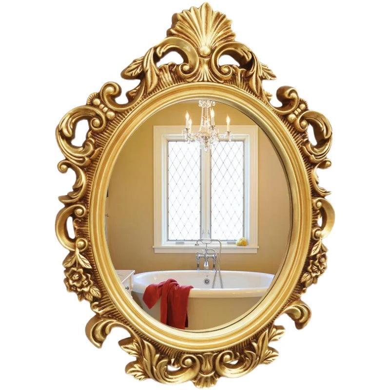 Hallway Wall Mirror Circle Hanger Gold Unbreakable Mirror Bedroom Aesthetic Espejo Adhesivo Pared Home Decoration Luxury - Pacisia