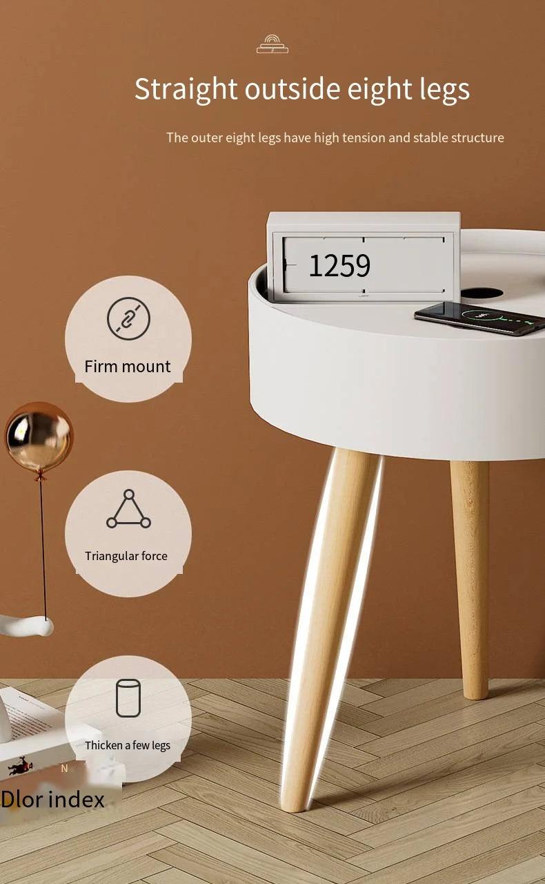 Simple Nightstand Intelligent Wireless Charging Nordic Nightstand Waterproof Anti-fouling Anti-scratch Large Space Storage Table - Pacisia