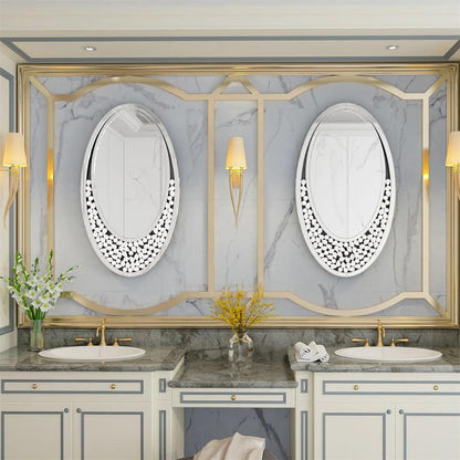 LUVODI Dazzling Oval Home Decor Mirror Teardrop Art Design Accent Wall Mirror for Living Room Entryway - Pacisia