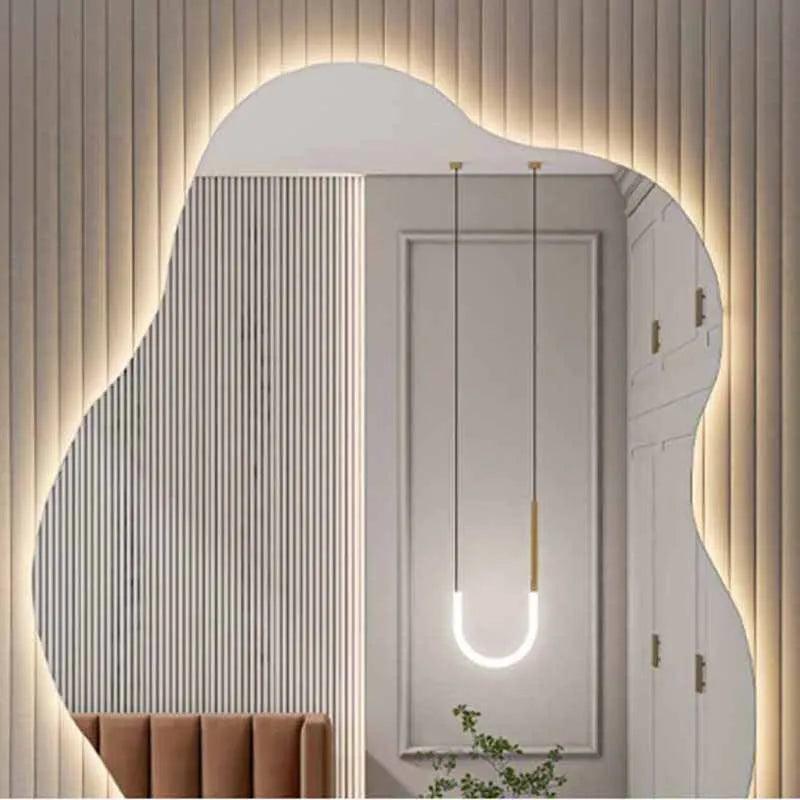Dressing Table Makeup Mirror Led Light Irregular Vanity Mirror Luxury Bedroom Espejo Maquillaje Luz Room Decoration Aesthetic - Pacisia