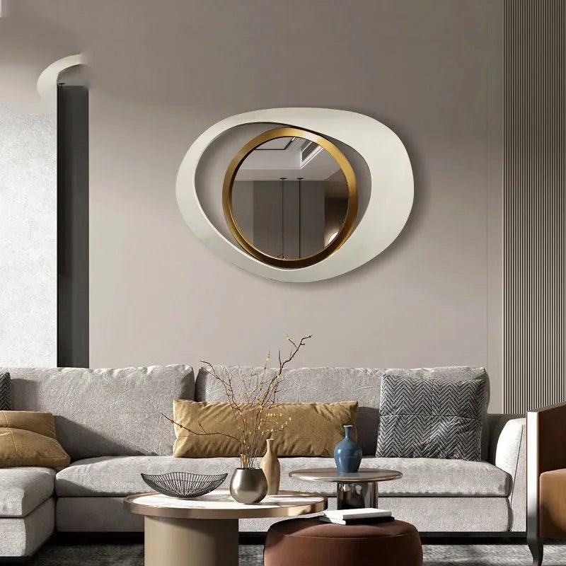 Nordic Hanging Mirrors Aesthetic Oval Irregular Gold Mirrors Bathroom Makeup Luxury Adornos Para El Hogar Home Decoration - Pacisia