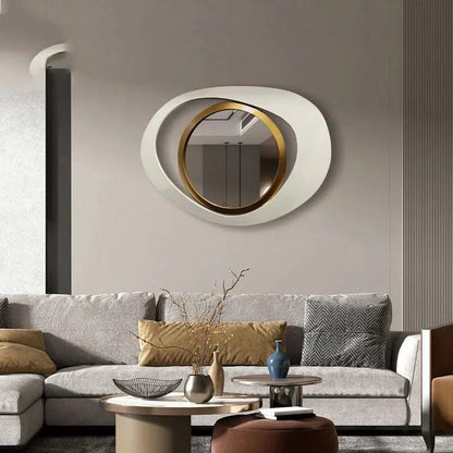 Nordic Hanging Mirrors Aesthetic Oval Irregular Gold Mirrors Bathroom Makeup Luxury Adornos Para El Hogar Home Decoration - Pacisia