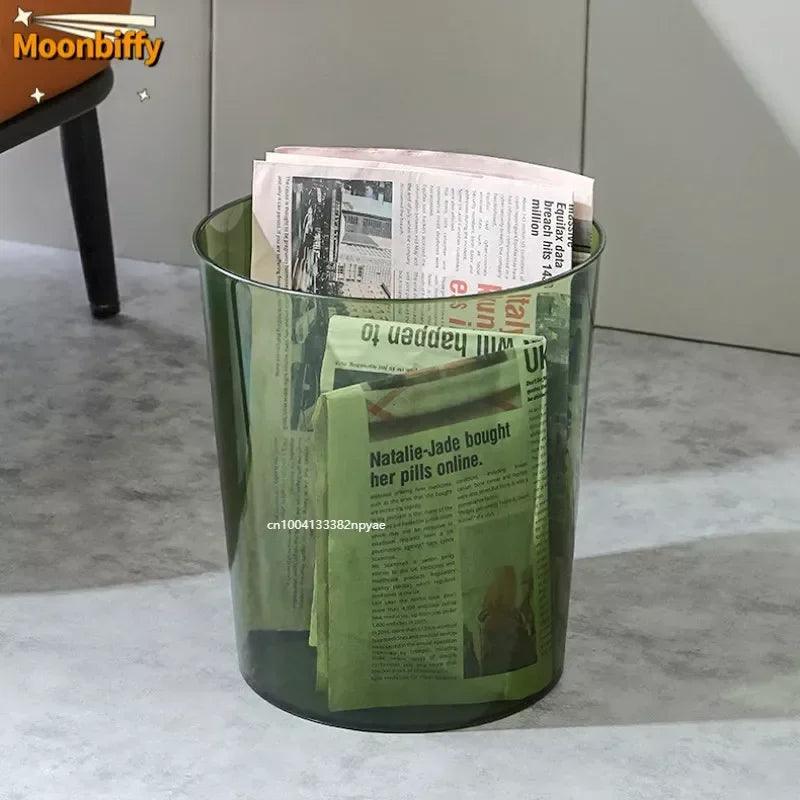 Luxury Transparent Trash Can Without Lid Garbage Bin Home Office Rubbish Nordic Garbage Container Waste Basket Kitchen Dustbin - Pacisia