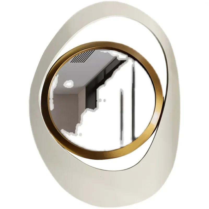 Nordic Hanging Mirrors Aesthetic Oval Irregular Gold Mirrors Bathroom Makeup Luxury Adornos Para El Hogar Home Decoration - Pacisia