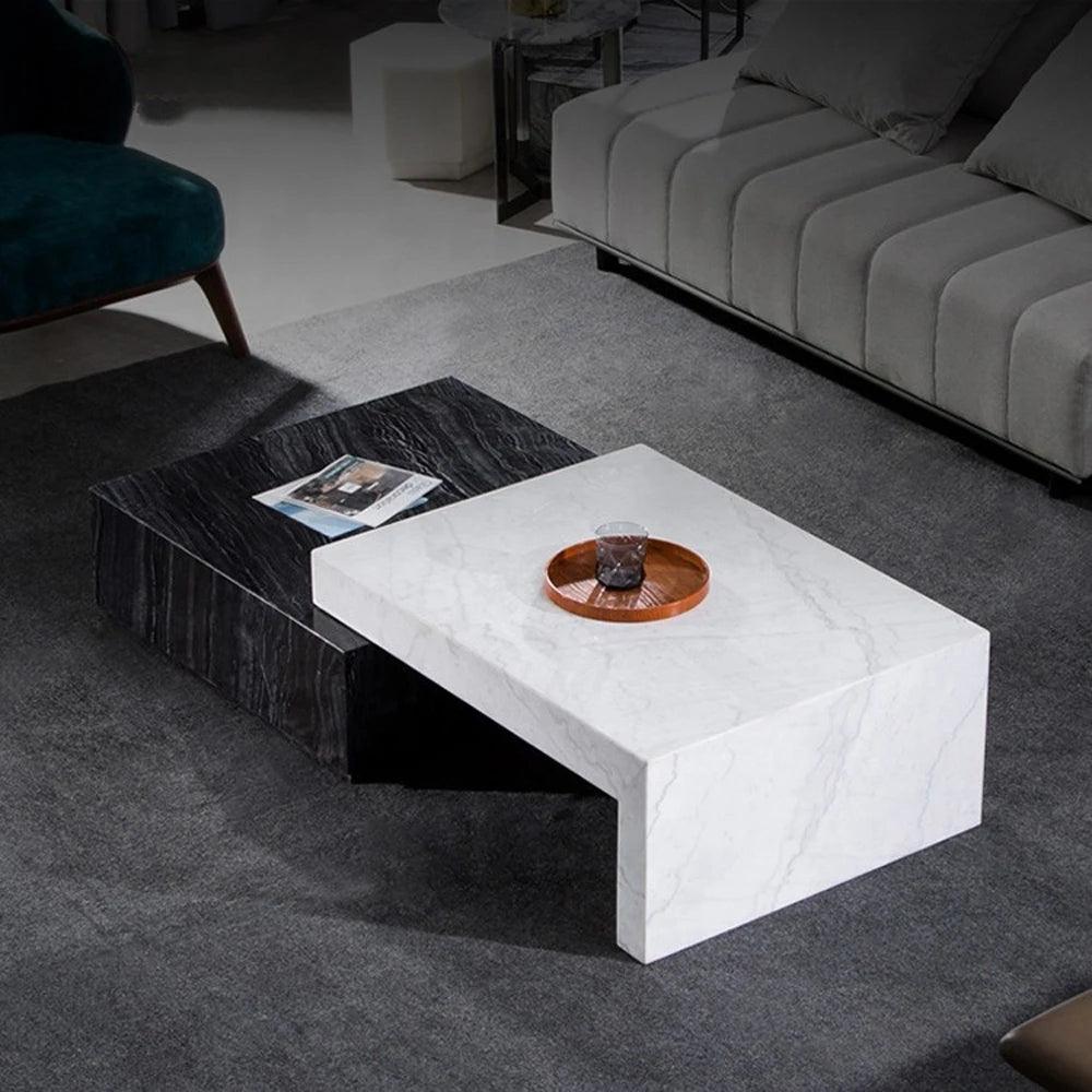 Modern stone center table natural green marble coffee table luxury extendable tea table living room - Pacisia