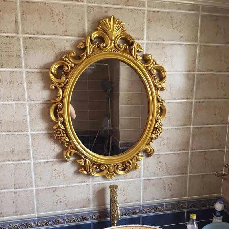 Hallway Wall Mirror Circle Hanger Gold Unbreakable Mirror Bedroom Aesthetic Espejo Adhesivo Pared Home Decoration Luxury - Pacisia