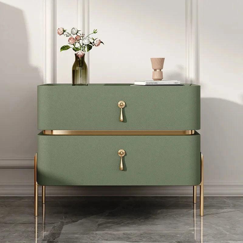 Luxury Bedside Table Solid Wood Bedroom Slate Simple American Free Installation Storage Cabinet Two Drawer Nightstand Furniture - Pacisia