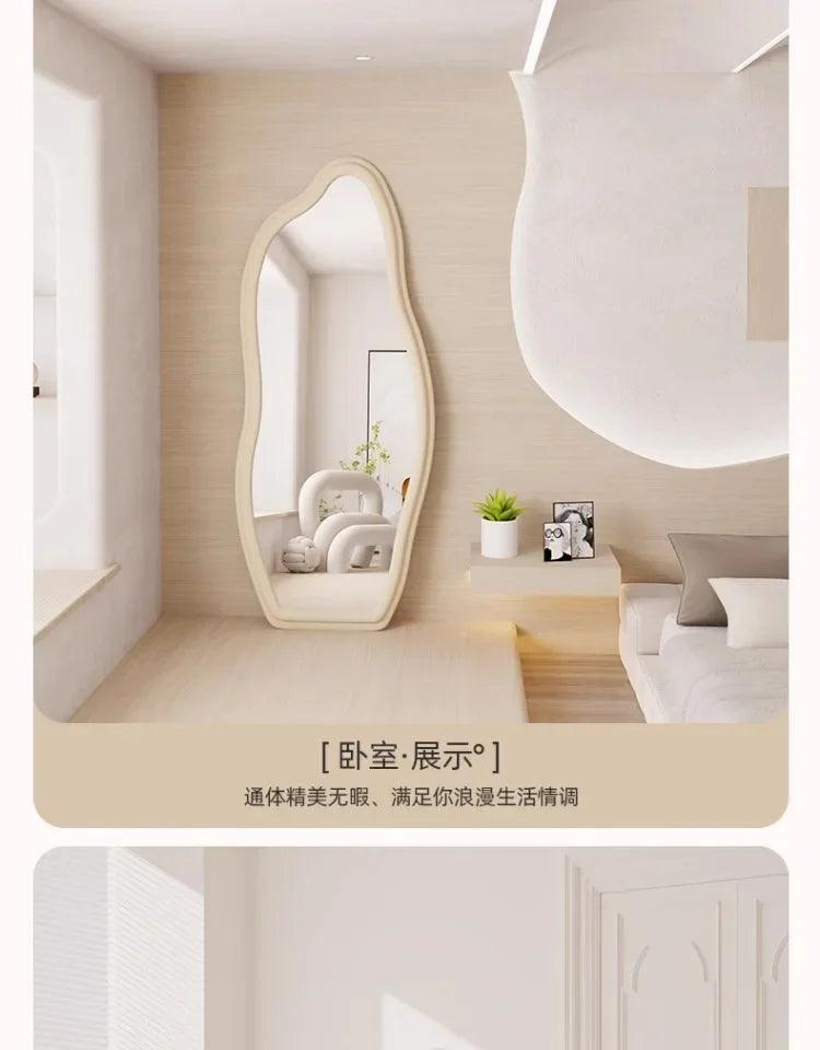 Internet celebrity full body home light luxury style dressing mirror wall mounted French retro floor mirror bedroom - Pacisia