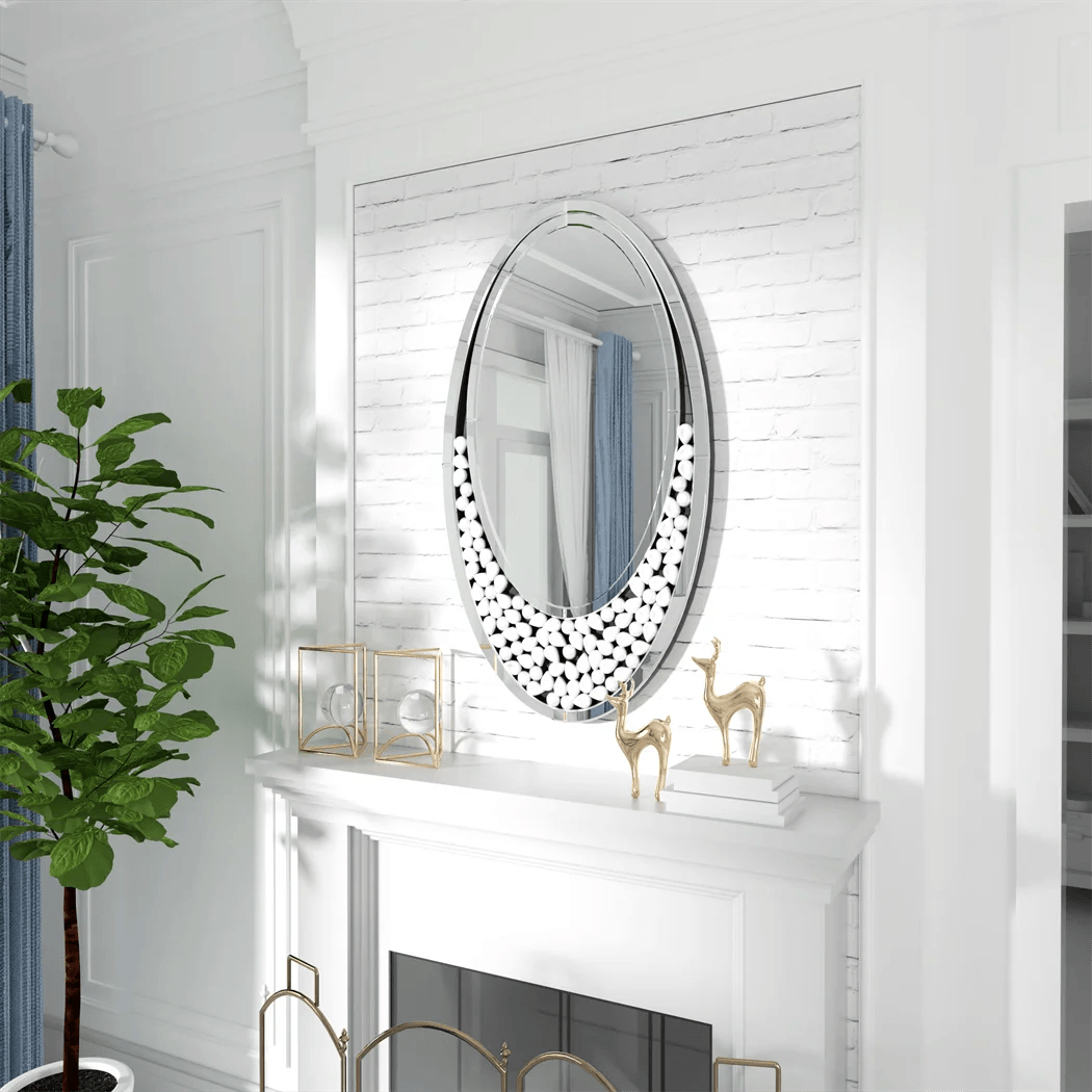 LUVODI Dazzling Oval Home Decor Mirror Teardrop Art Design Accent Wall Mirror for Living Room Entryway - Pacisia