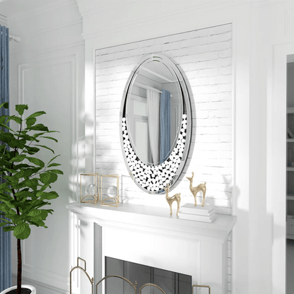 LUVODI Dazzling Oval Home Decor Mirror Teardrop Art Design Accent Wall Mirror for Living Room Entryway - Pacisia